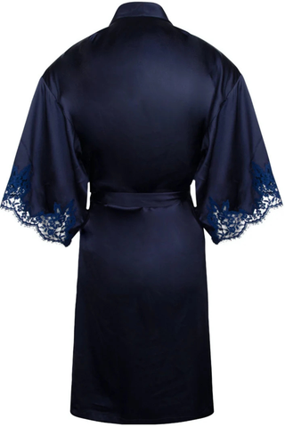 Lise Charmel Splendeur Soie Navy Mid Length Silk Robe - Naughty Knickers