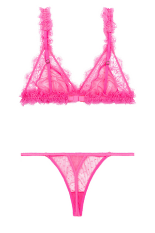 Love Stories Neon Pink Triangle Bralette & Mini Thong set - Naughty Knickers