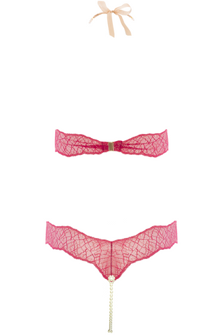 Double Pearl Red Lace Bodysuit - Bracli Sydney