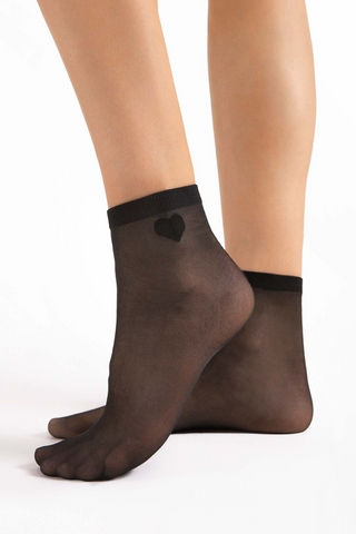 FiORE Cupido Black Heart Pattern Socks 20 Denier