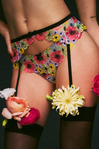 Fleur du Mal Black Embroidery Thong Azalea - Sexy Knickers