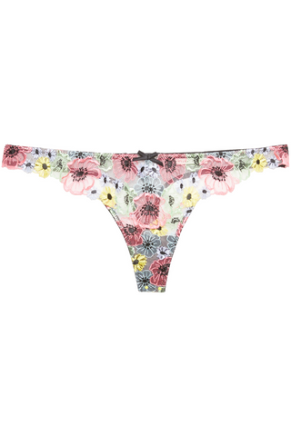 Fleur du Mal Black Embroidery Thong Azalea - Sexy Knickers
