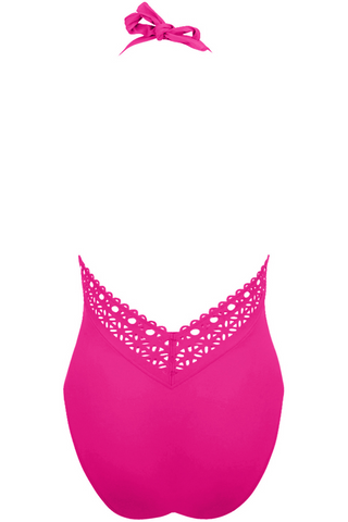 Pink Halterneck Swimsuit Plunging Back | Lise Charmel Ajourage Couture