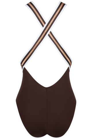 Lise Charmel Brown Crossed Back Swimsuit Energie Nautique