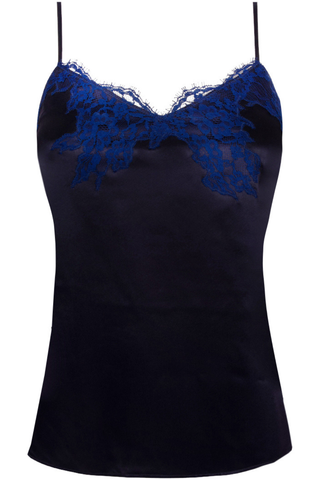 Lise Charmel Splendeur Soie Camisole in Bermudes Navy silk with Calais lace trim