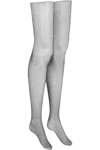 Maison Close Cut & Curled Fishnet Lurex Stockings Black/Silver