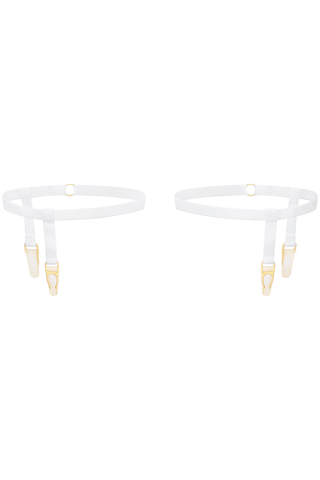 Maison Close Signature Leg Garters White