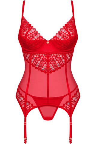 Obsessive Ingridia Corset & Thong Set Red