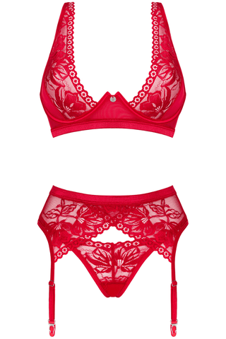 Obsessive Lacelove 3 Piece Set Red