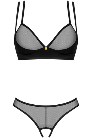 Obsessive Nesari Bra & Crotchless Thong Black