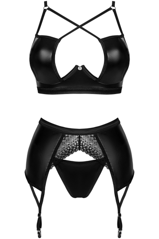 Obsessive Norides Bra, Thong & Suspender Black