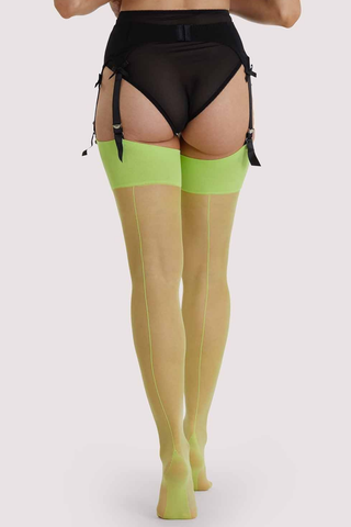 Playful Promises Acid Lime Seamed Stockings