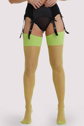 Playful Promises Acid Lime Seamed Stockings