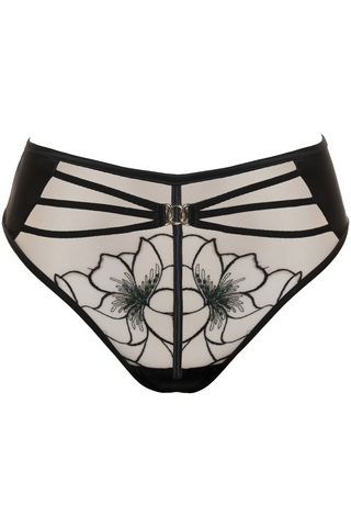 Sheer tulle embroidered lingerie by Prelude with golden jewel detail