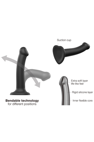 Strap On Me Black Double Density Bendable Dildo Small