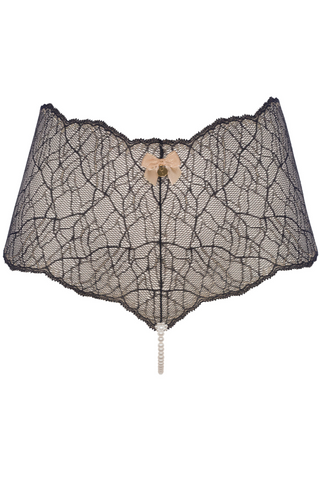 Bracli Sydney Daisy Pearl Panty in Black - Naughty Knickers