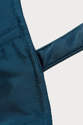 Cadolle Daisy Satin Bustier in Teal - close up