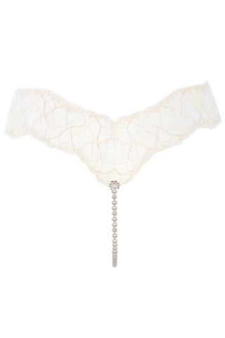 Bracli Sydney Daisy Single Pearl Thong in Ivory - Naughty Knickers
