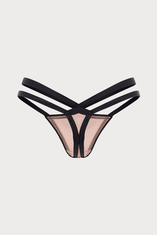 Agent Provocateur Joan Strappy Mesh Thong Mink/Black