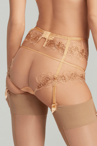 Agent Provocateur Lindie Suspender Belt Gold/Sand