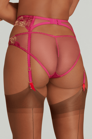 Agent Provocateur Zuri Suspender Fuchsia/Red/Gold