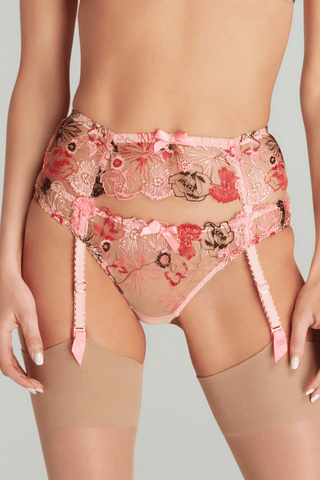 Agent Provocateur Zuri Suspender Pink/Red/Sand