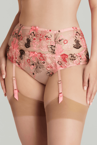 Agent Provocateur Zuri Suspender Pink/Red/Sand