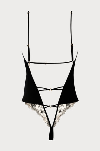 Atelier Amour Après Minuit Thong Bodysuit Black - Naughty Knickers