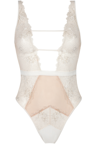 Atelier Amour Après Minuit Thong Bodysuit Nude/Pearl