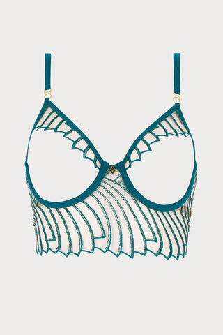 Cosmic Dream Open Bustier Bra Lagoon, Size S