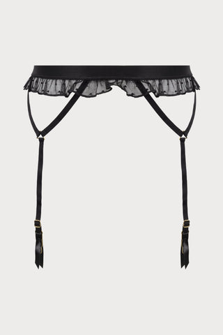 Atelier Amour Coup de Foudre Black Plumetis Tulle Suspender Belt - Naughty Knickers
