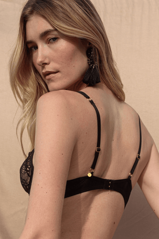 Back of Atelier Amour Enlace Moi Triangle Bra in Black