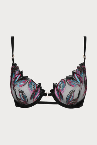 Atelier Amour Oiseau de Paradis Half Cup Bra in Black - Naughty Knickers