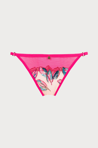 Atelier Amour Oiseau de Paradis Open Back Brief in Cherry - Naughty Knickers