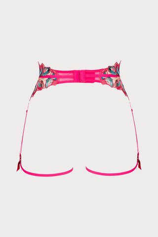 Atelier Amour Oiseau de Paradis Suspender Harness in Cherry - Naughty Knickers