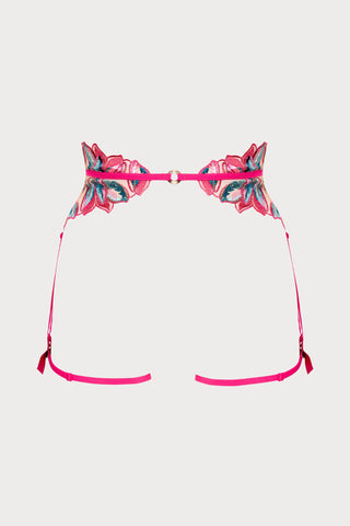Atelier Amour Oiseau de Paradis Suspender Harness in Cherry - Naughty Knickers