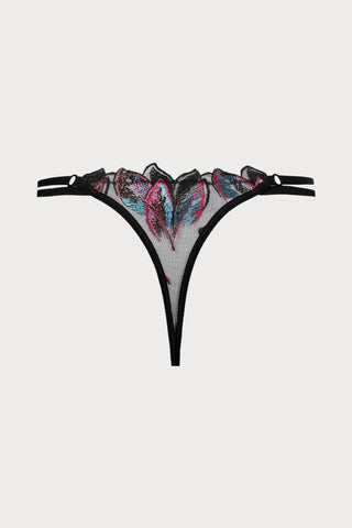 Atelier Amour Oiseau de Paradis Mini Thong in Black - Naughty Knickers
