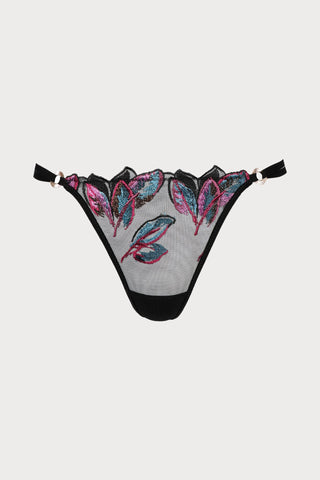 Atelier Amour Oiseau de Paradis Mini Thong in Black - Naughty Knickers