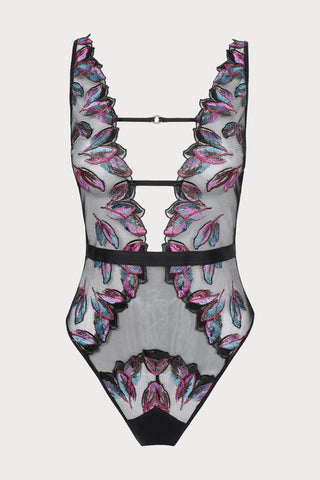 Atelier Amour Oiseau de Paradis Thong Bodysuit in Black - Naughty Knickers