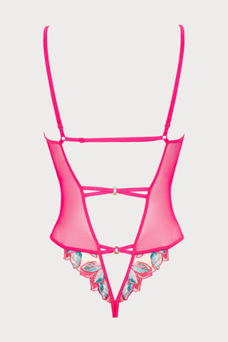 Atelier Amour Oiseau de Paradis Thong Bodysuit in Cherry - Naughty Knickers