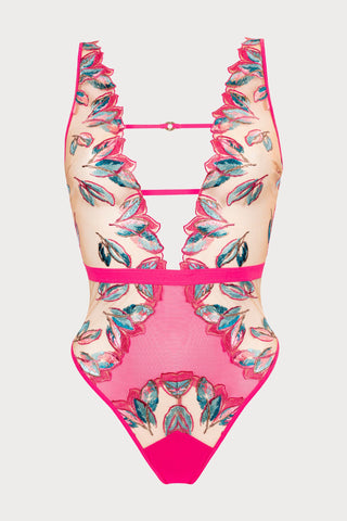 Atelier Amour Oiseau de Paradis Thong Bodysuit in Cherry - Naughty Knickers