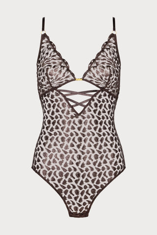 Crazy In Love Brown Embroidery Bodysuit