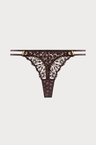 Crazy In Love Brown Embroidery Tanga, Size XS (UK 8)