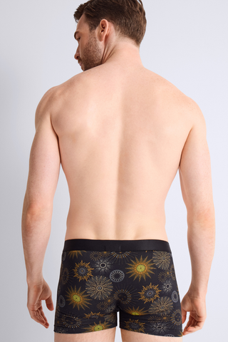 Aubade Homme Men's Modal Cotton Black Helios Sun Pattern Boxer