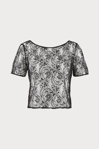 Lazy Days Short Sleeve Lace Top Black, Size XS (UK 8)