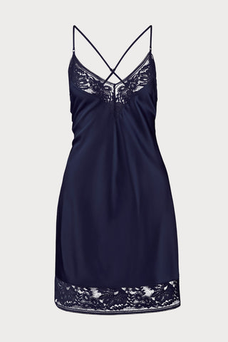 Midnight Whisper Blue Silk Nightie, Size L (UK 14)