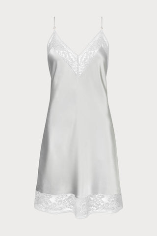 Midnight Whisper Silver Silk Nightie, Size M (UK 12)