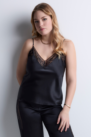 Aubade Midnight Whisper Black Silk V Neck Camisole - Silk Tops