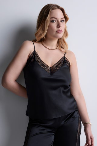 Aubade Midnight Whisper Black Silk V Neck Camisole - Silk Tops
