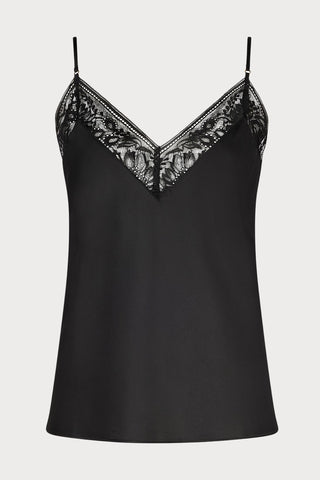 Midnight Whisper Black Silk V Neck Camisole Top